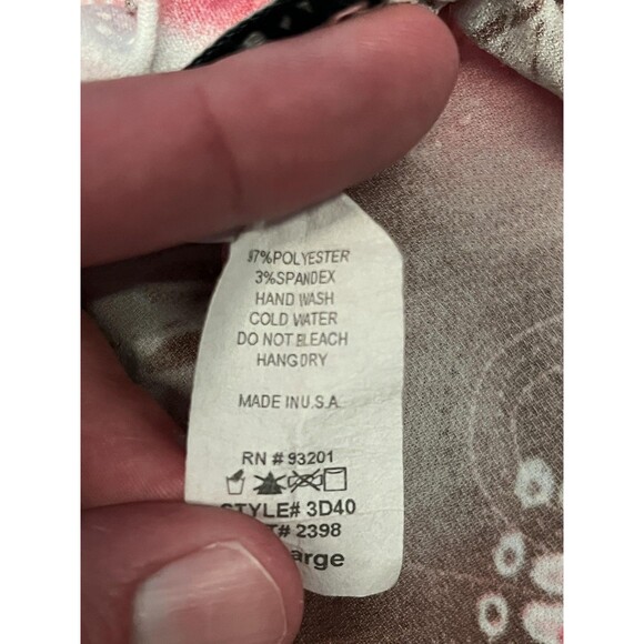 MKM Designs Dress Womens 1X Pink Brown Paisley Spaghetti Strap Bow Made USA - Picture 11 of 12